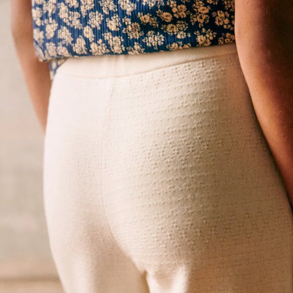 Sezane Ayo Organic Cotton Blend Pantalon Fancy Openwork Knit Pants Ecru XL NWT - Picture 2 of 10